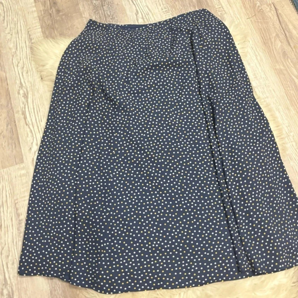 Talbots navy,white and yellow midi a-line skirt sz 12 - Picture 6 of 8